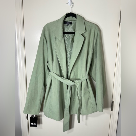 Mo-Ka by Santa Fe Women’s Mint Green‎ Belted Jacket Plus Size 3X - Picture 1 of 8